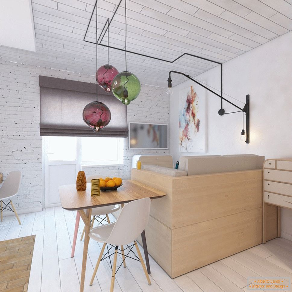 Interior design di un piccolo appartamento con accenti luminosi - фото 3