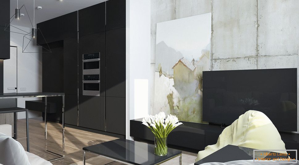 Interior design di un piccolo appartamento in toni di grigio - фото 4