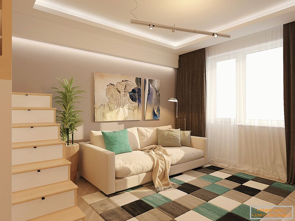 Interior design di un piccolo appartamento su due livelli - фото 2