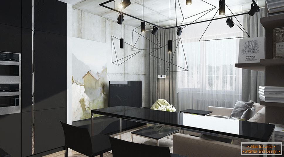 Interior design di un piccolo appartamento in toni di grigio - фото 7