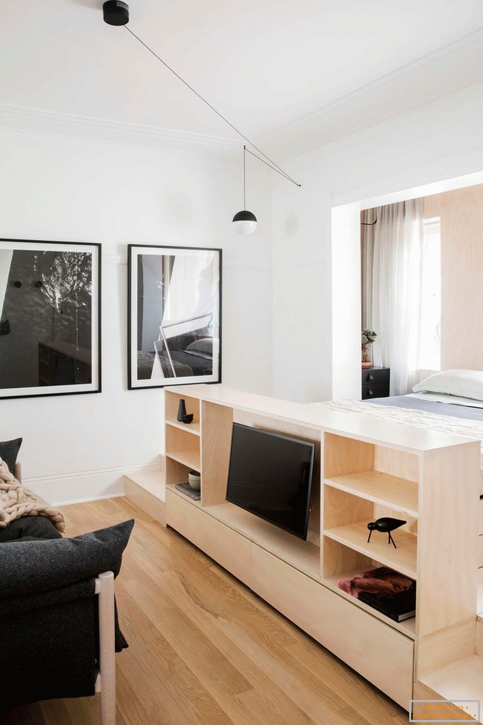 Interior design di un piccolo appartamento a Sydney - телевизор