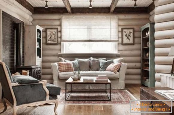 Interior design di una casa di legno all'interno - foto rustico