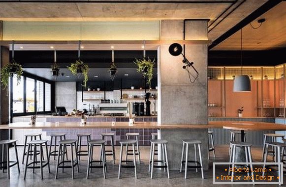 Bar caffetteria interna Blackwood Pantry in stile loft moderno