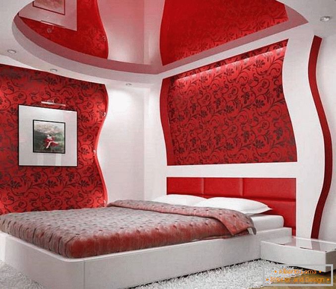 design rosso bianco della camera da letto, foto 14