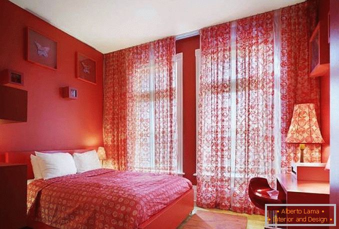 foto di design camera da letto bianca rossa, foto 16