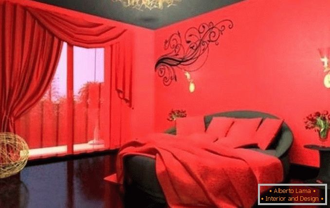 design camera da letto nero-rosso, foto 19