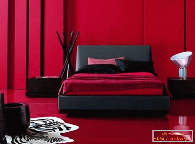 design camera da letto nero e rosso, foto 21