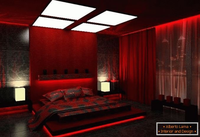 design camera da letto rossa, foto 27