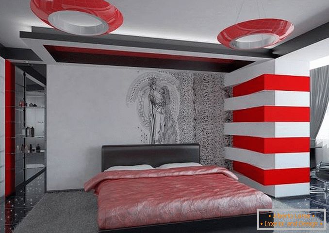 design camera da letto rossa, foto 7