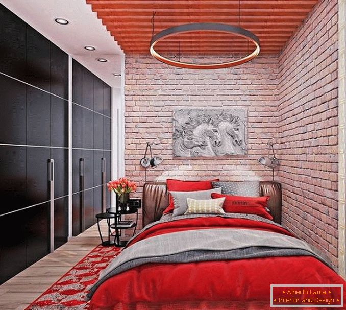 design camera da letto rosso, foto 8