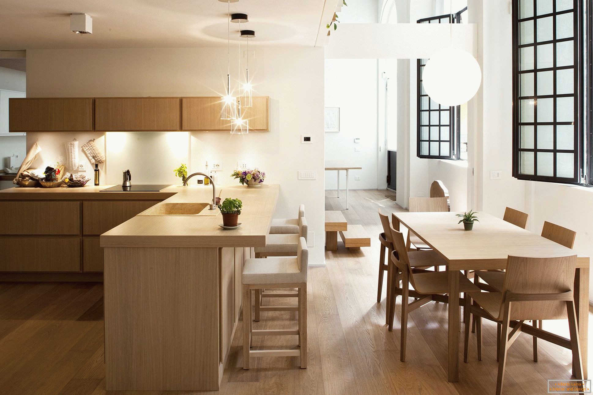 Cucina-studio con layout d'angolo