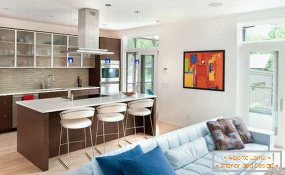 cucina design soggiorno con zonazione, foto 17