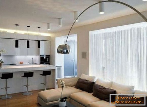 design della cucina del soggiorno in una foto in stile moderno, foto 42