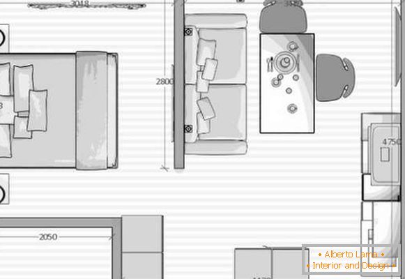 design di cucina combinato con soggiorno di piccola area, foto 58