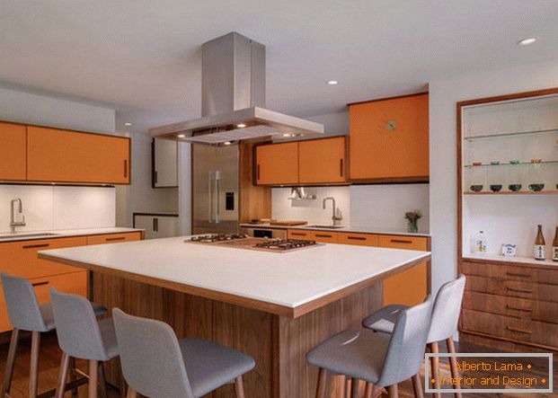 isola di design di cucina in una casa privata