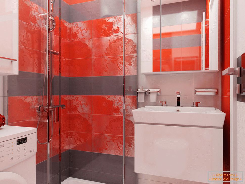 Design del bagno con accenti rossi - фото 2