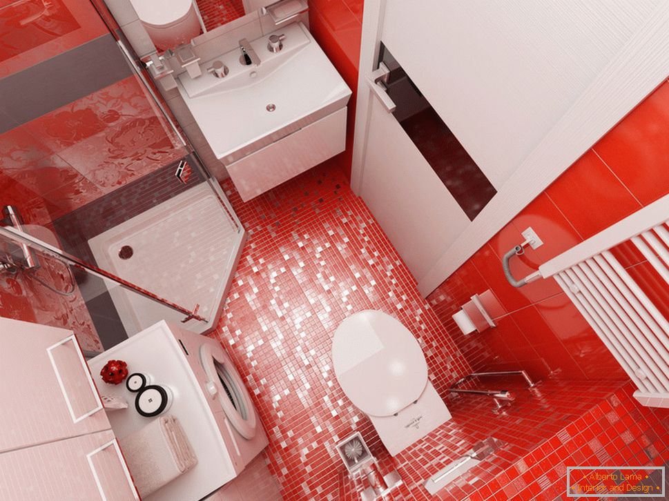Design del bagno con accenti rossi - фото 4