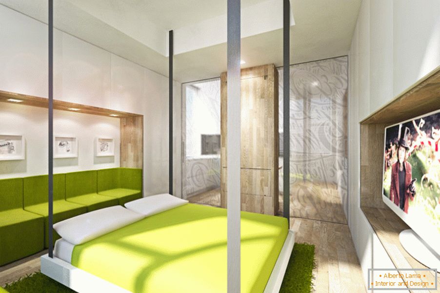 Trasformatore di design di appartamenti: letto nel soggiorno