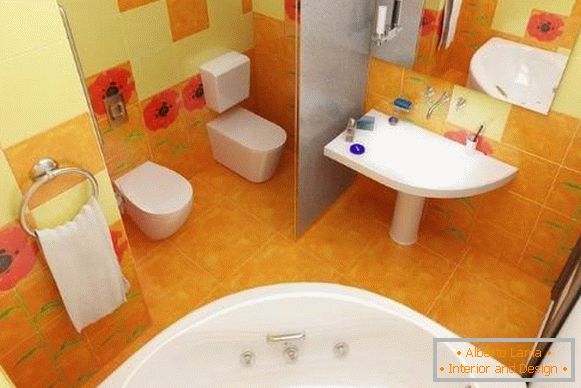 Design del bagno combinato - foto a colori vivaci