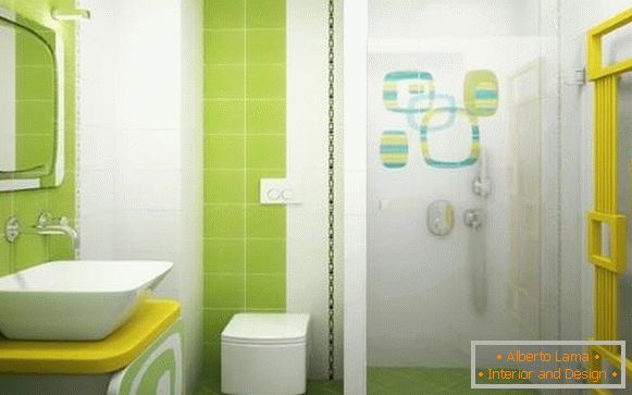 Bagno combinato nei colori verde e doccia