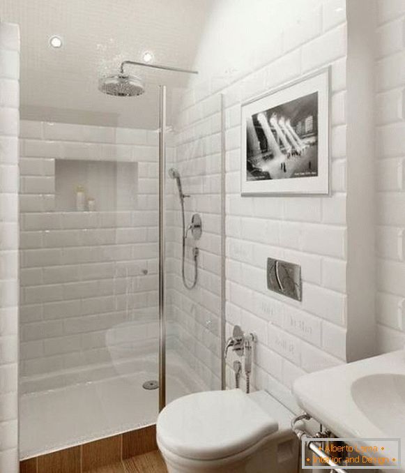Progettazione di un bagno combinato - foto con cabina doccia