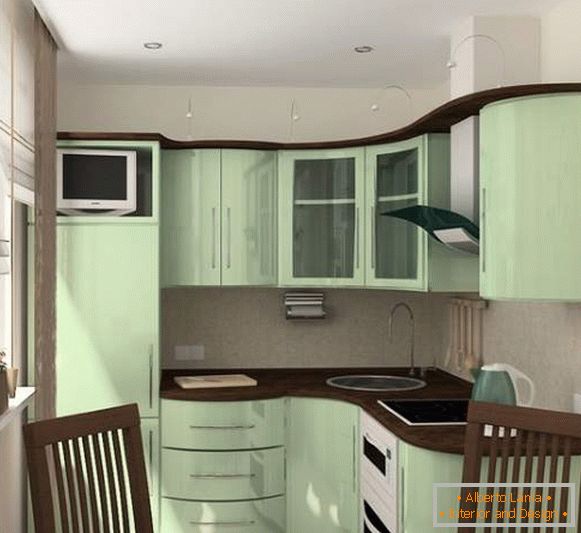 Piccole stanze - design della cucina in una foto in un appartamento di 30 mq