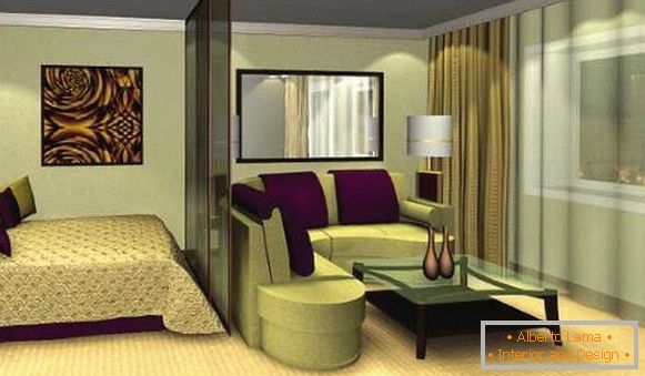 Piccola stanza - camera da letto nel design di un piccolo appartamento a Krusciov