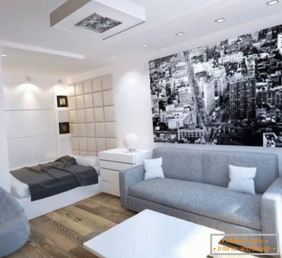 Il design di un piccolo appartamento a Kruscev - una camera da letto in una stanza