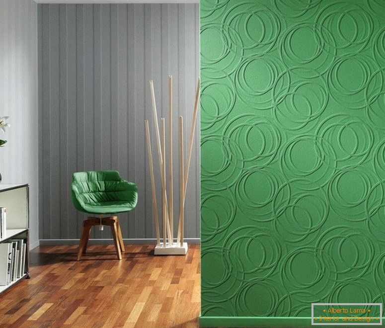 La combinazione di grigio e verde sul muro