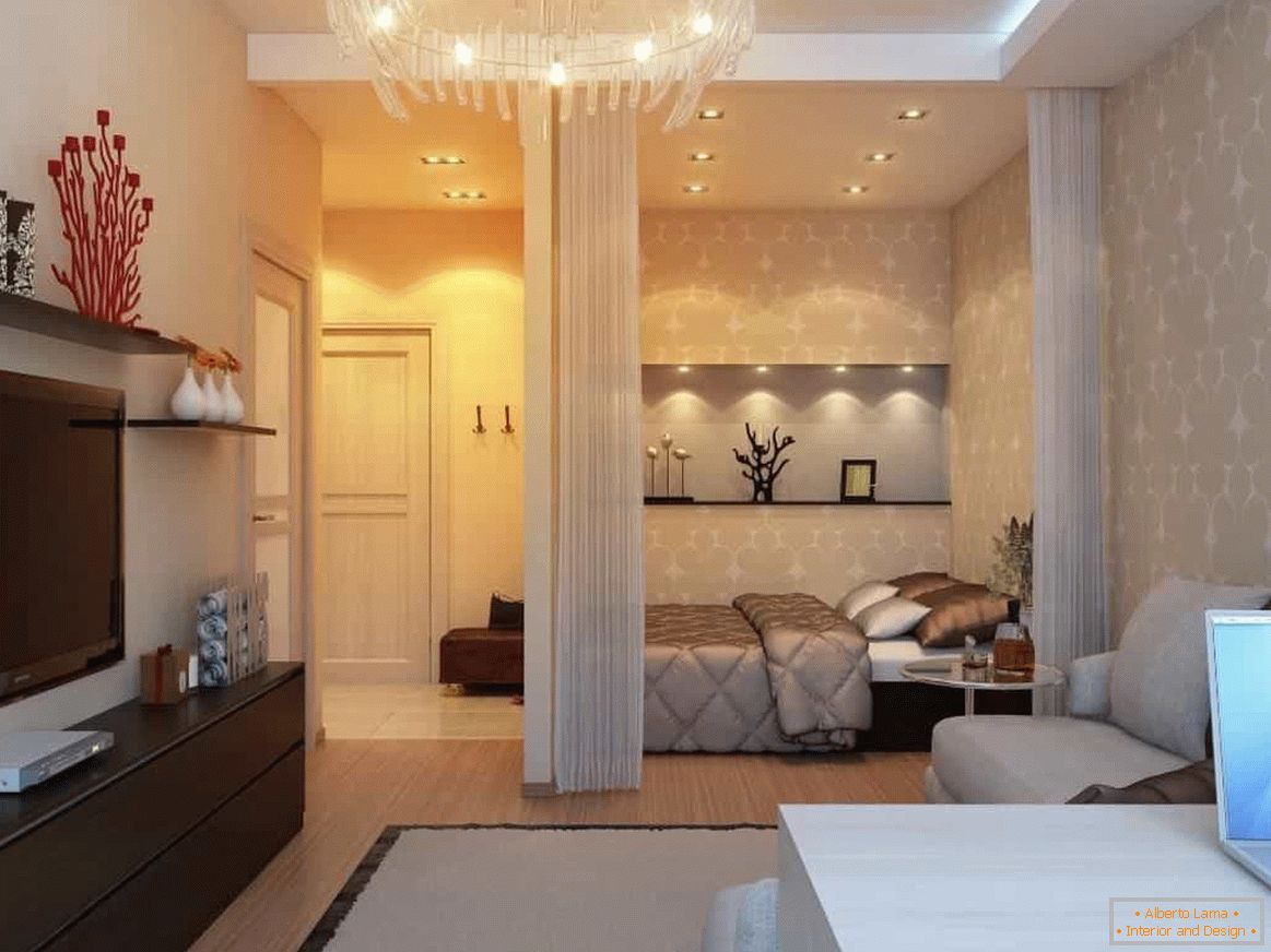Progetto di un appartamento con una camera da letto con una camera da letto