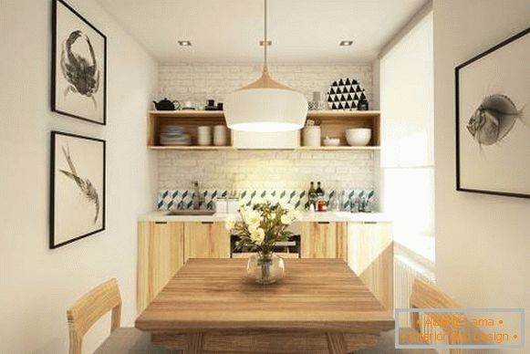 Piccola cucina nel design di un appartamento di 40 mq