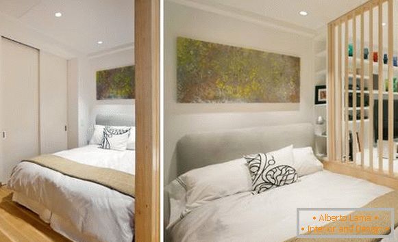 Monolocale di design 40 mq - camera da letto con guardaroba