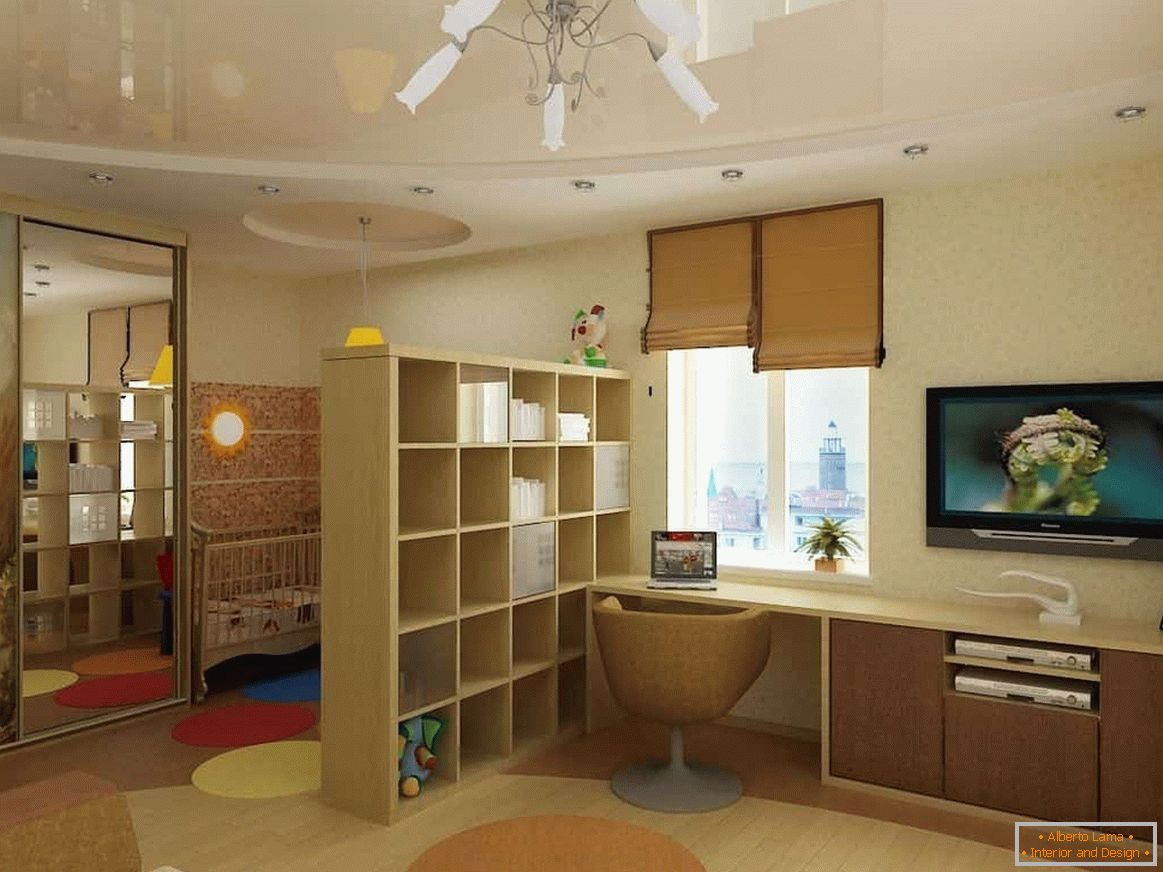 Camera di design per giovani genitori con un bambino