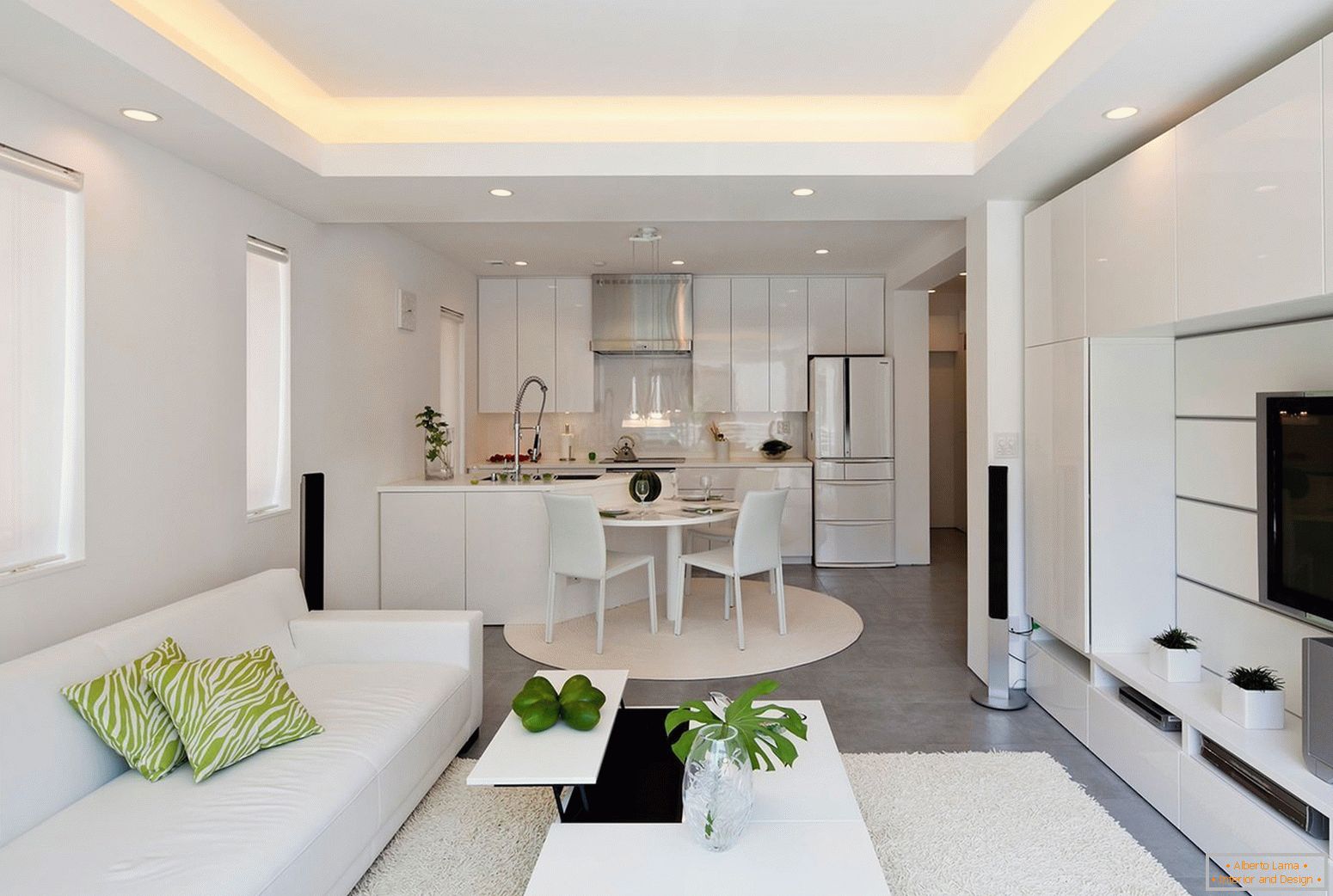 Luminoso design cucina-soggiorno