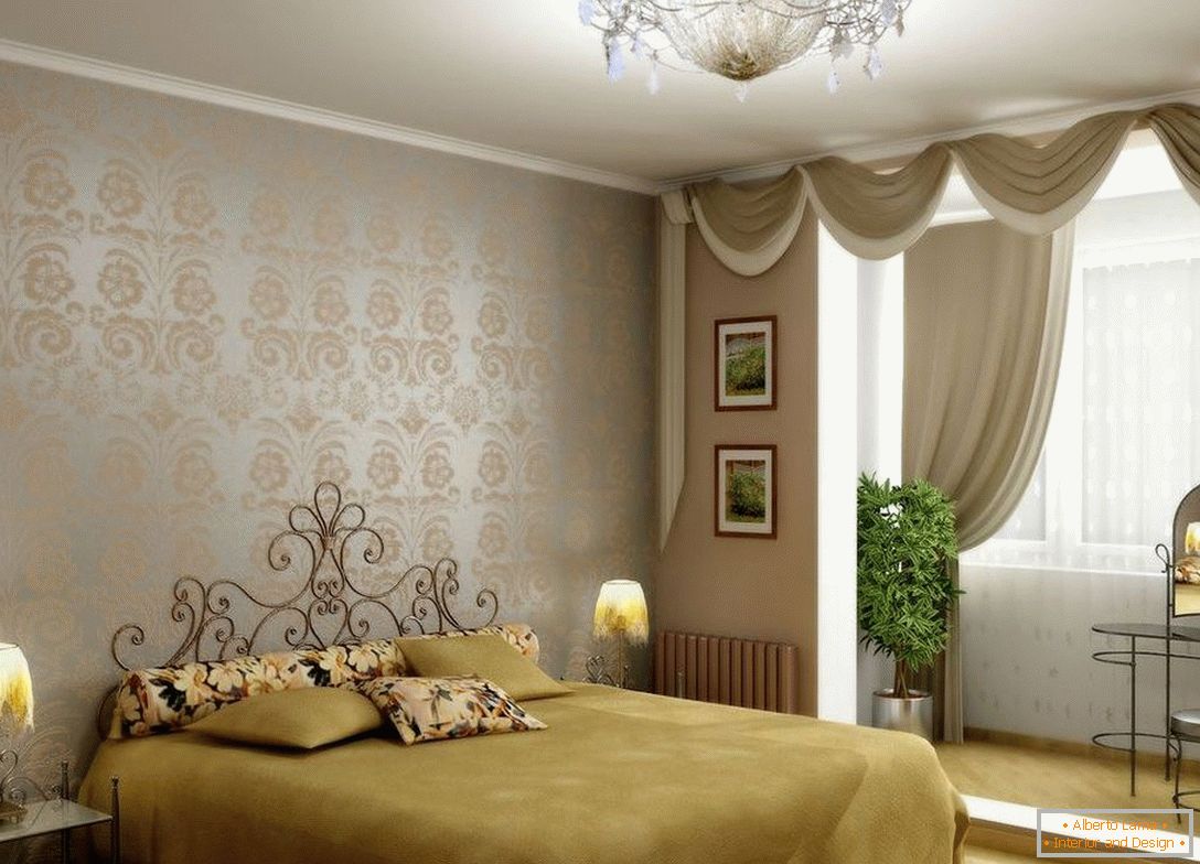 Camera da letto classica con una loggia