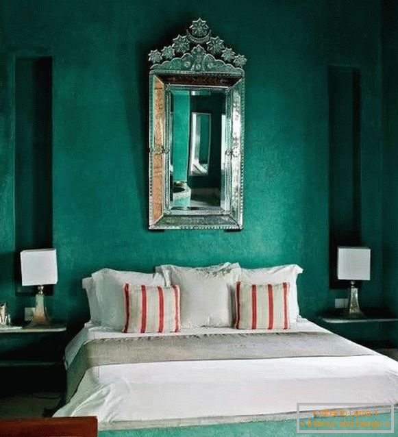 Camera da letto verde in stile lussuoso