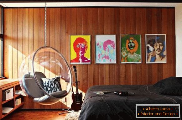 La camera da letto di un adolescente nello stile degli anni '60