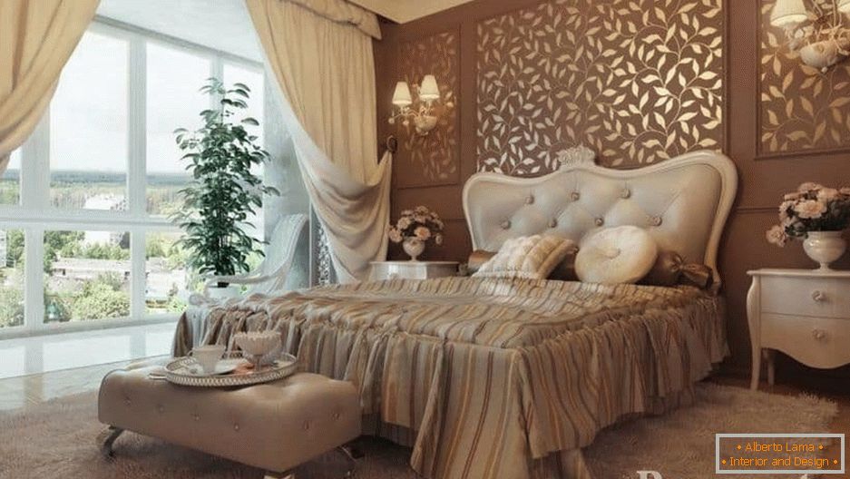 L'illuminazione della camera da letto in stile classico è divisa in naturale e artificiale