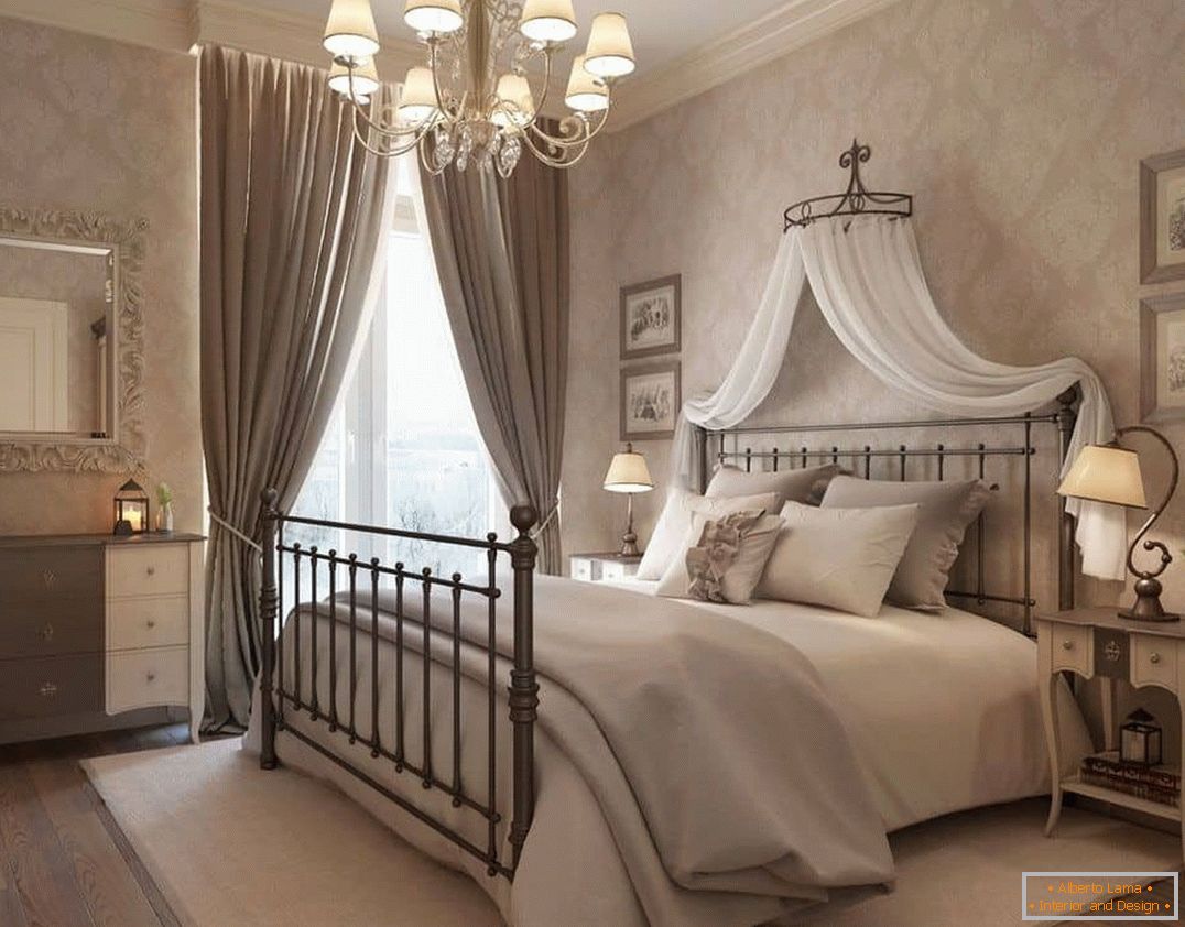 Design della camera da letto romantico in stile classico