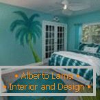Camera da letto verde in stile marino