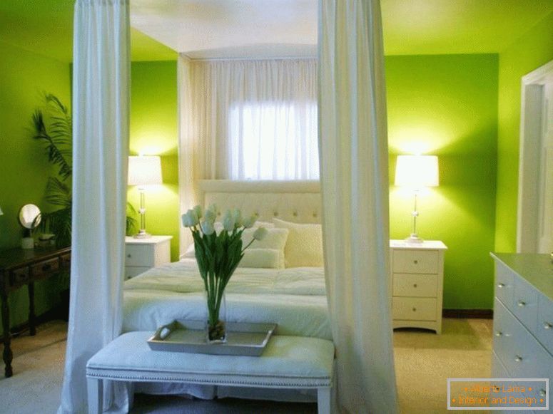 illuminazione в спальне зеленого цвета