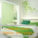 Progetto di una camera da letto bianco-verde