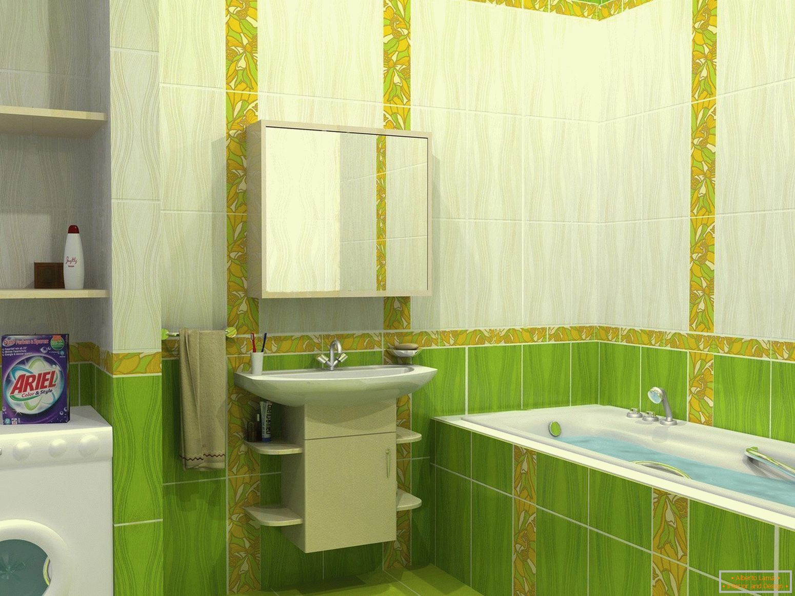 Design del bagno nei toni del verde