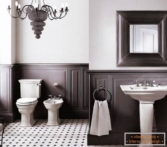 Design del bagno con pannelli di legno