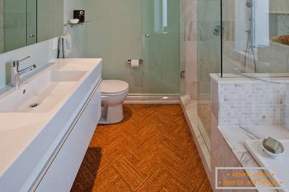 Design del bagno con pavimenti in sughero