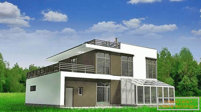 progetti di case a due piani con tetto piano