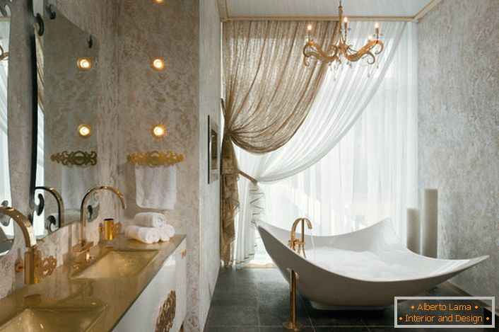 Progetto di design per un bagno in stile Art Nouveau per un appartamento delle celebrità di New York. 