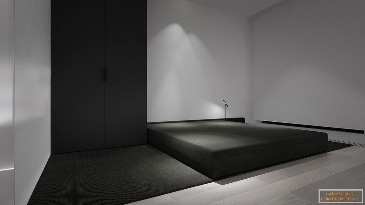Una camera da letto nello stile del minimalismo è l'esempio più luminoso di un elemento di design. La caratteristica principale è un minimo di mobili.