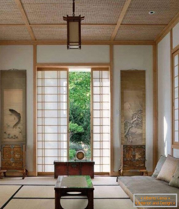 Design esotico di interni nello stile etnico del Giappone