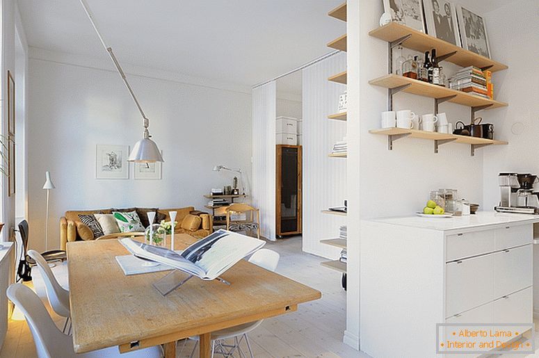 Sala da pranzo di piccoli appartamenti di lusso in Svezia